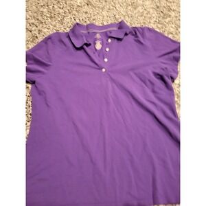 St Johns Bay Classic Polo Shirt Purple Short Sleeve Size L Cotton Spandex